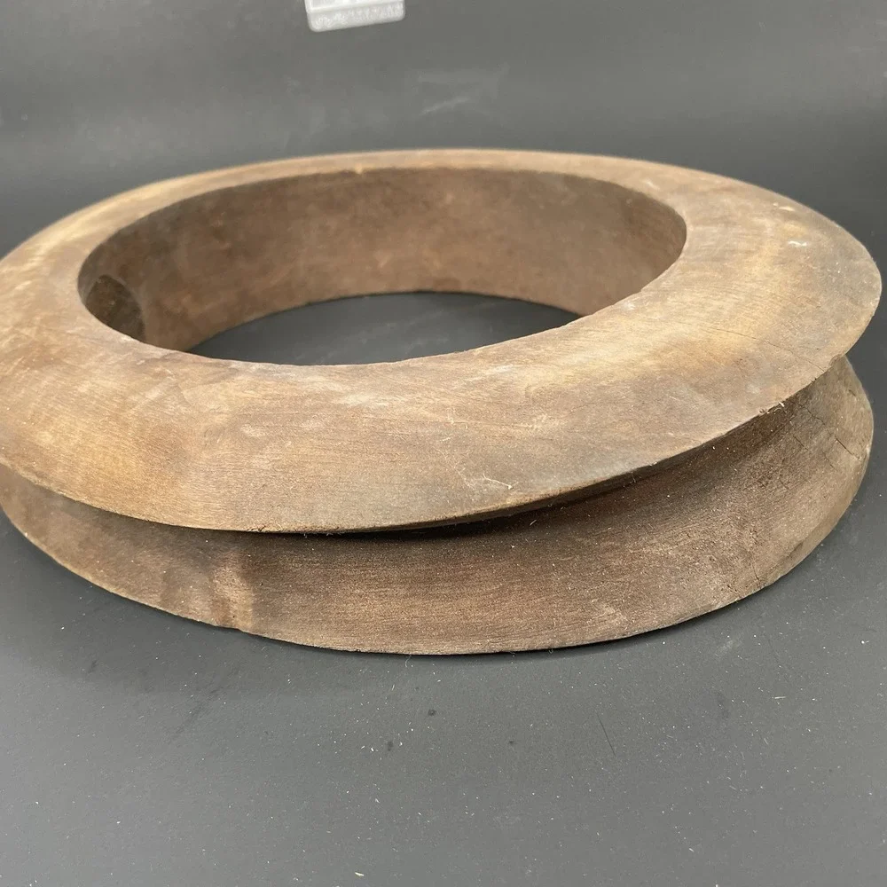 Antique Unmarked Wood Hat Block Millinery Hatters Brim Mold Form 7 1/8 2 1/2